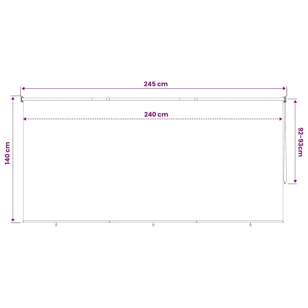 Tenda a Rullo per Esterni 245(L)x140(A) cm color crema
