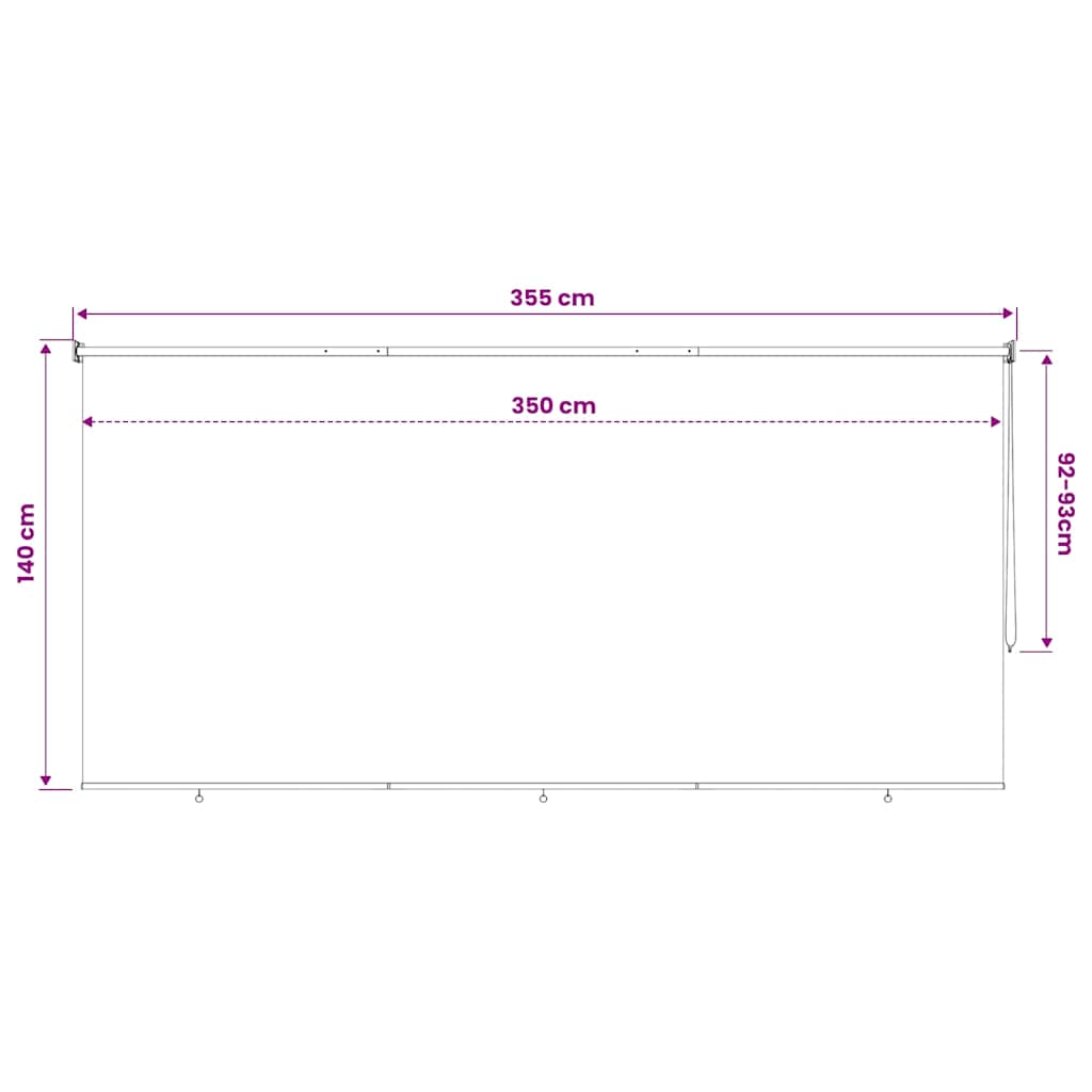Tenda a Rullo per Esterni 355(L)x140(A) cm color crema