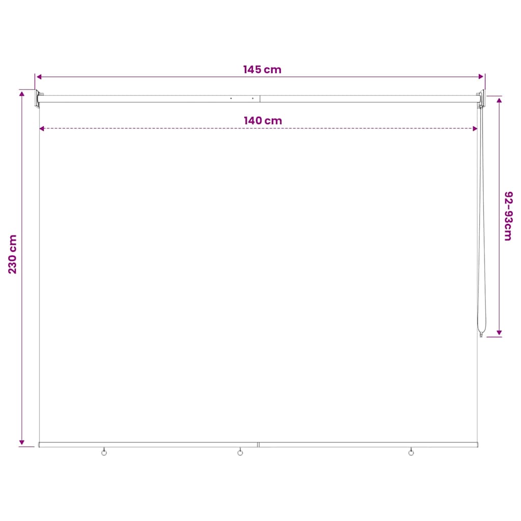 Tenda a Rullo per Esterni 145(L)x230(A) cm color crema