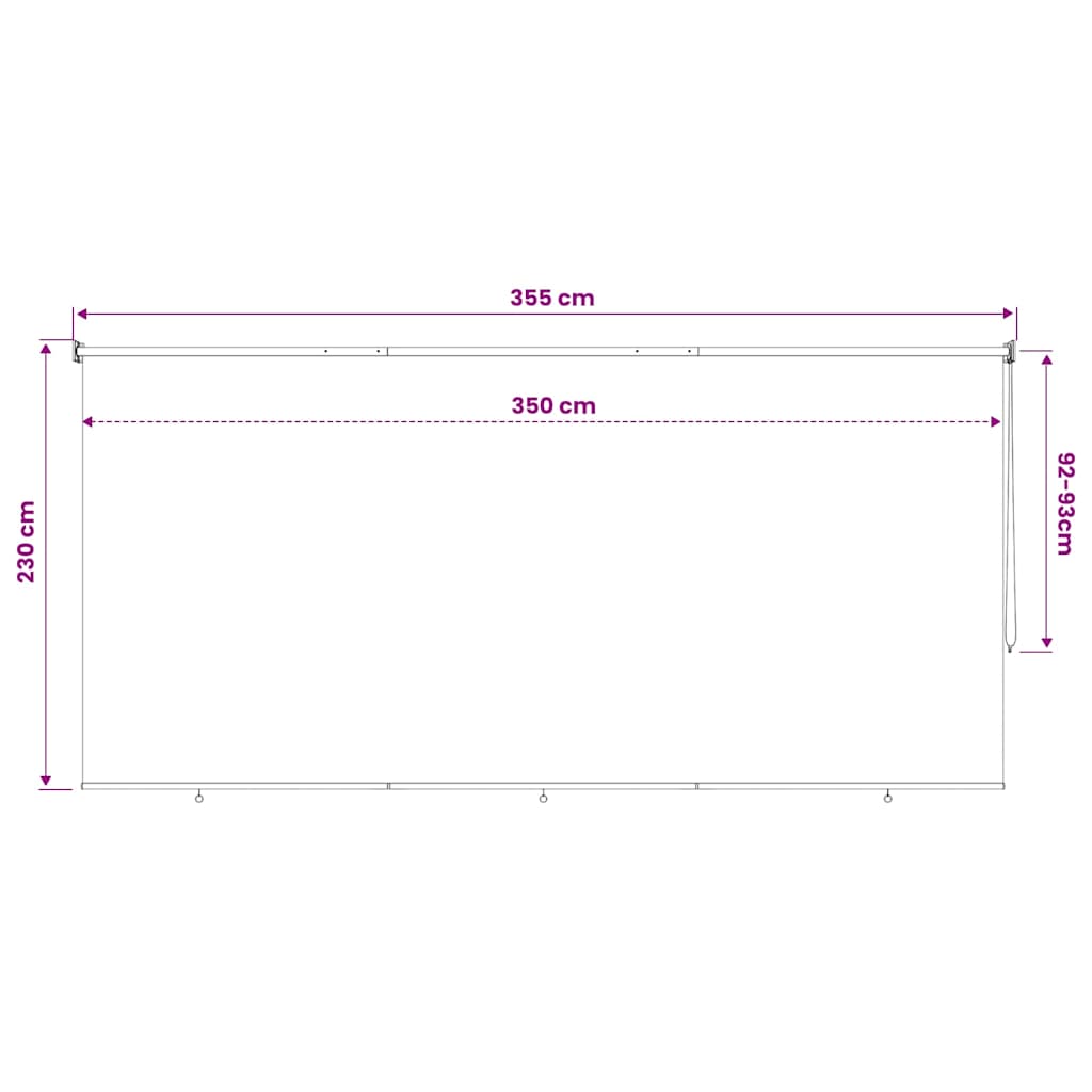 Tenda a Rullo per Esterni 355(L)x230(A) cm color crema
