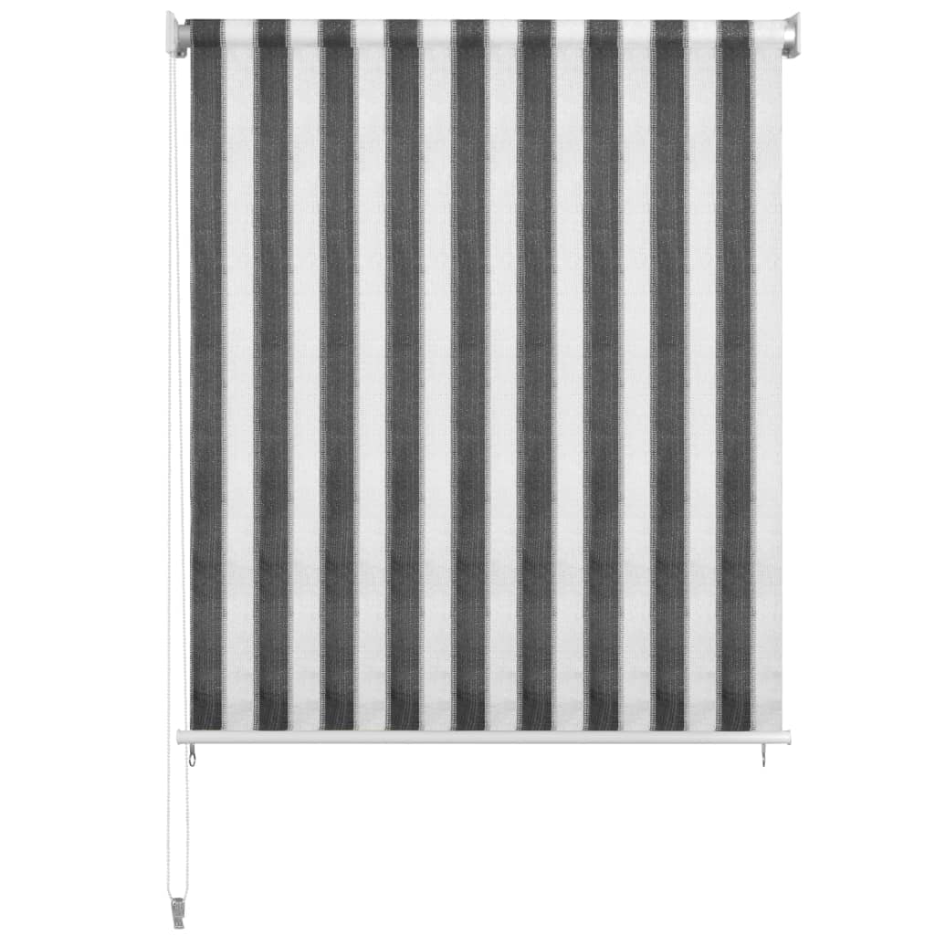 Tenda a Rullo per Esterni 160x140 cm a Strisce Antracite Bianco