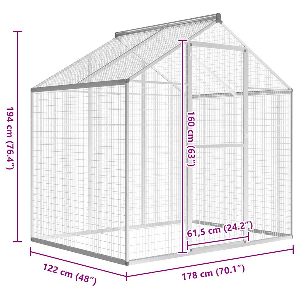 Voliera da Giardino in Alluminio 178x122x194 cm