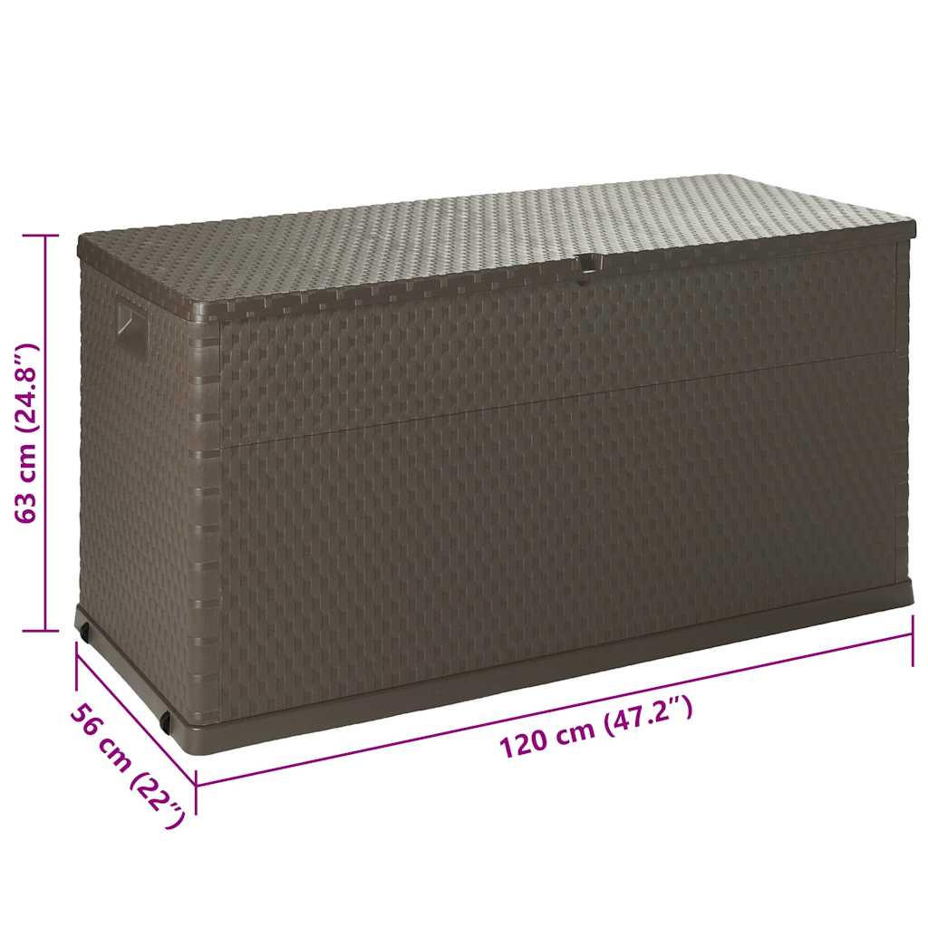 Baule da Giardino Marrone 120x56x63 cm in Rattan PP