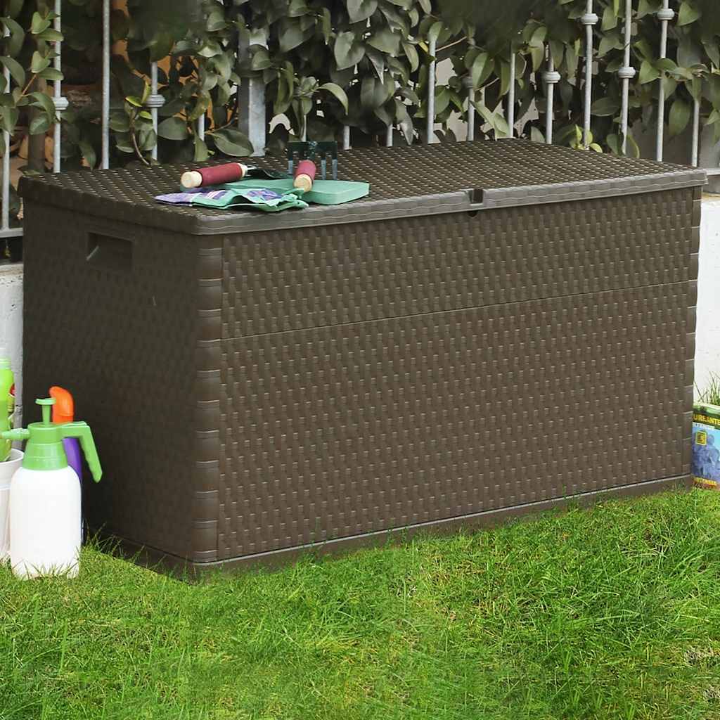 Baule da Giardino Marrone 120x56x63 cm in Rattan PP