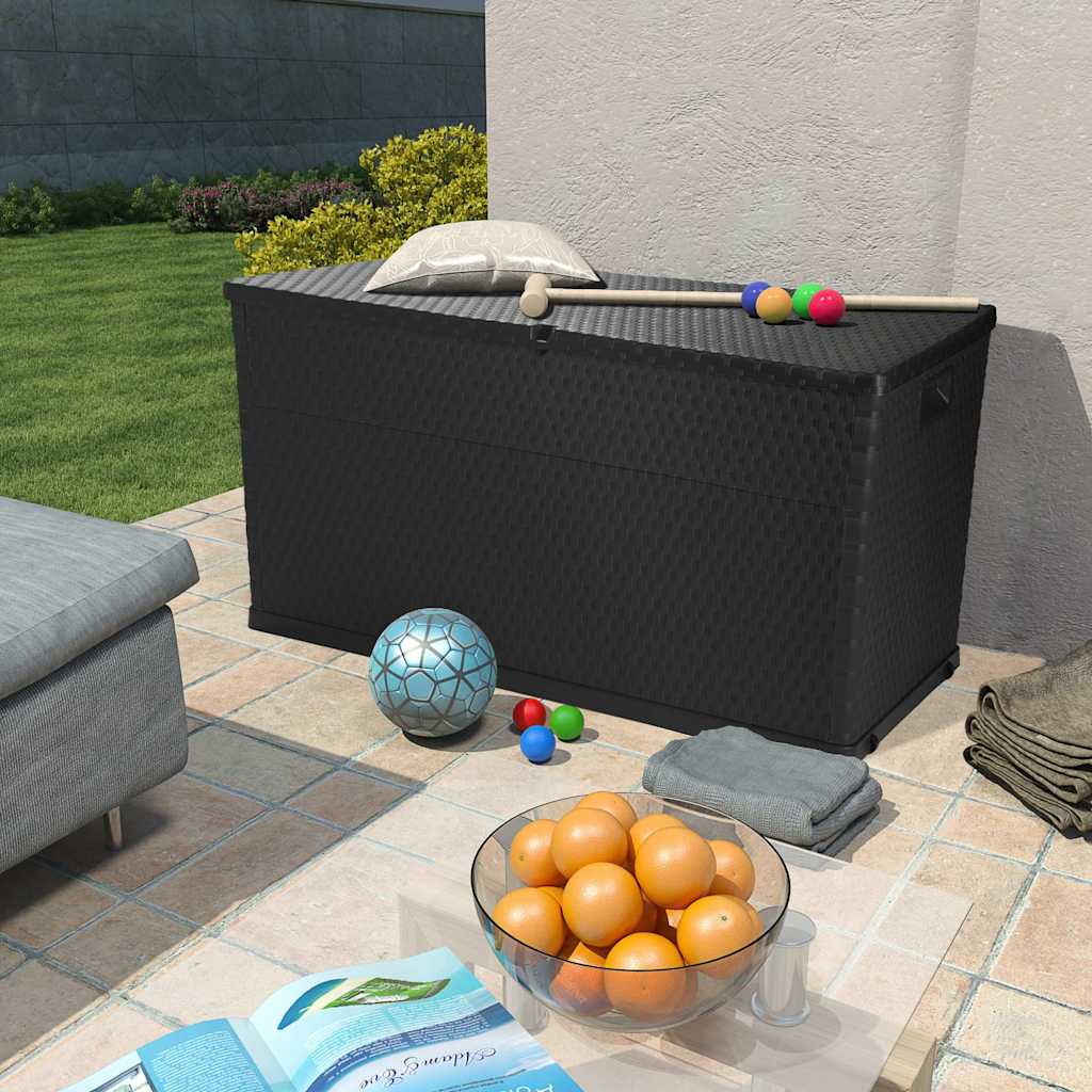 Baule da Giardino Antracite 120x56x63 cm in Rattan PP