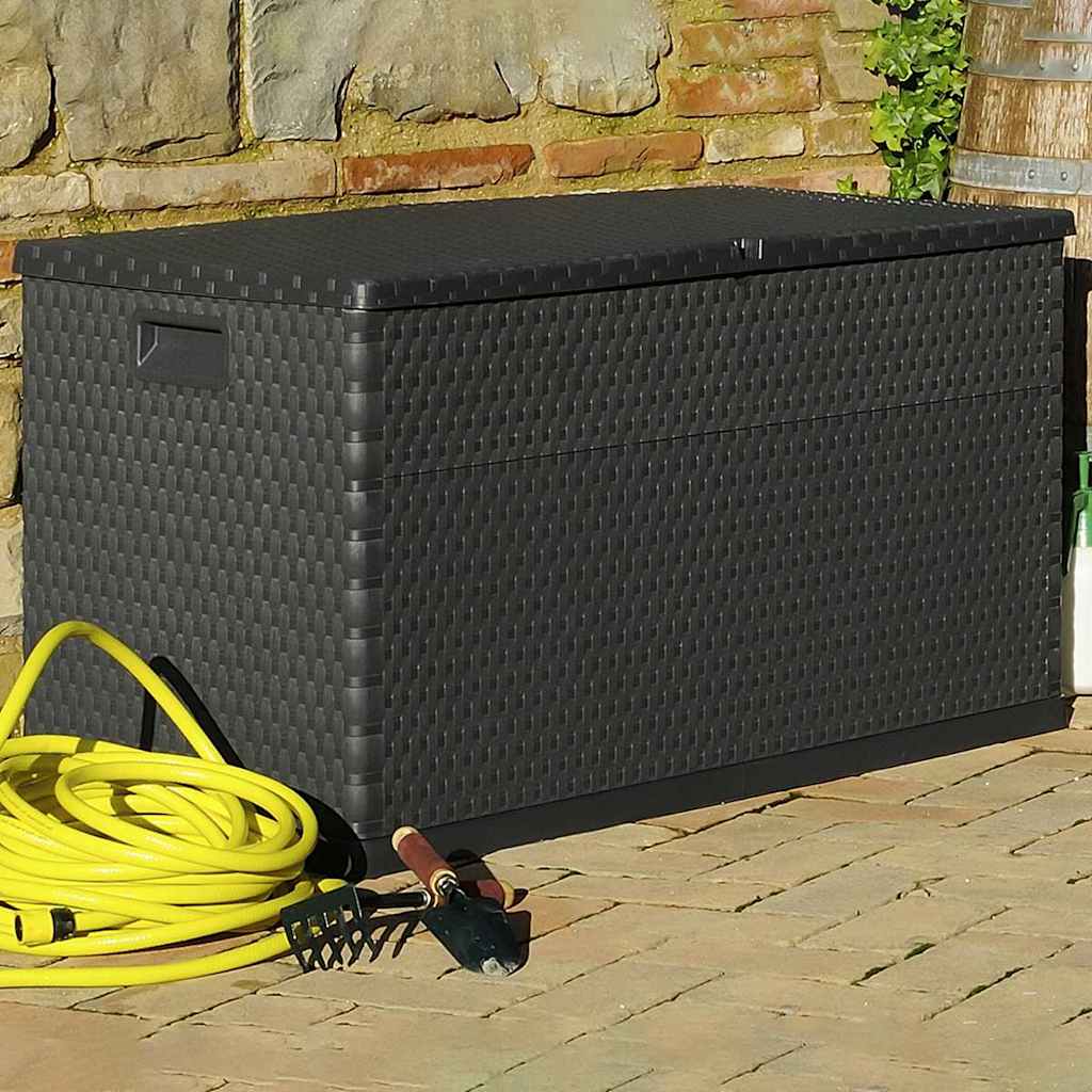 Baule da Giardino Antracite 120x56x63 cm in Rattan PP