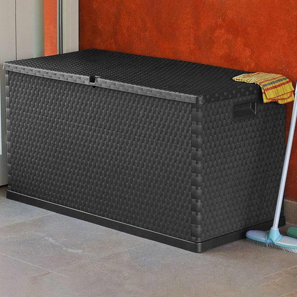 Baule da Giardino Antracite 120x56x63 cm in Rattan PP