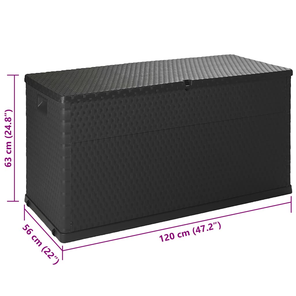 Baule da Giardino Antracite 120x56x63 cm in Rattan PP