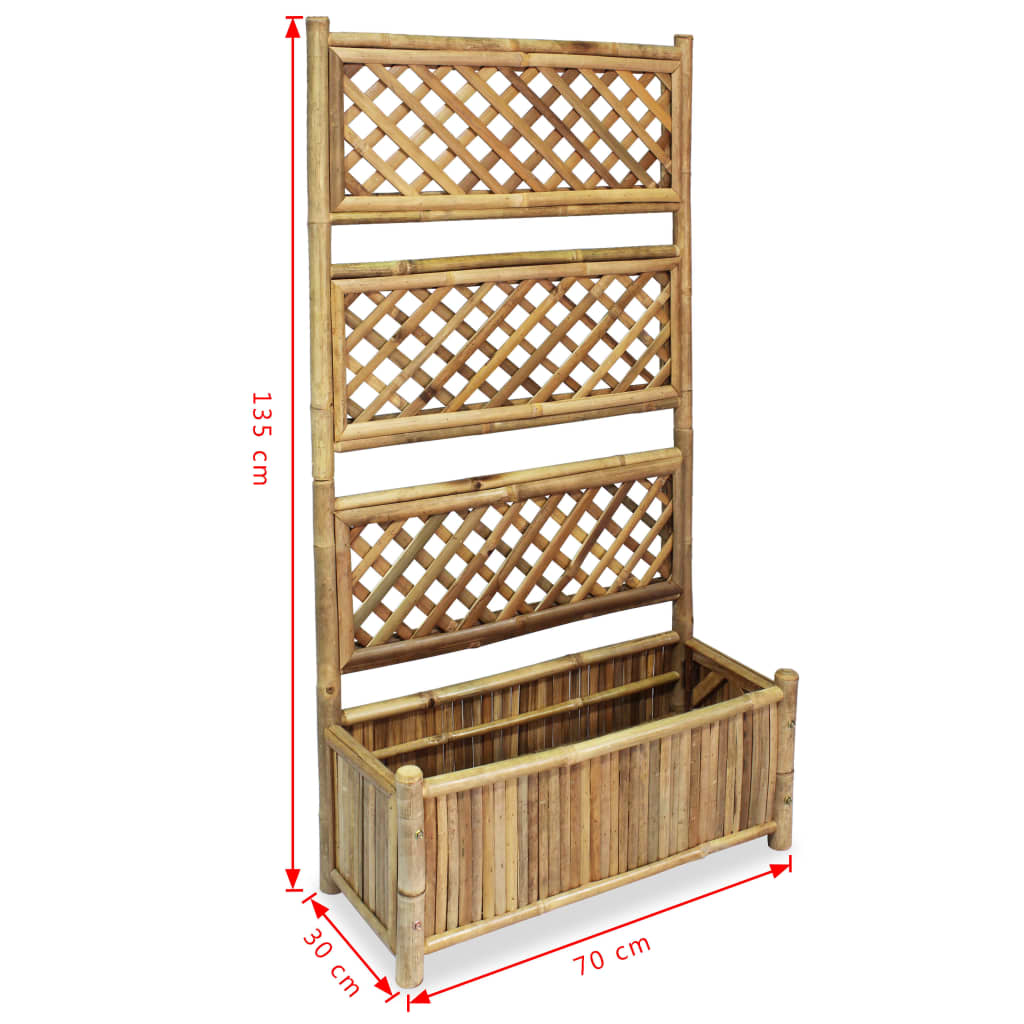 Letto Rialzato da Giardino con Graticcio in Bambù 70 cm