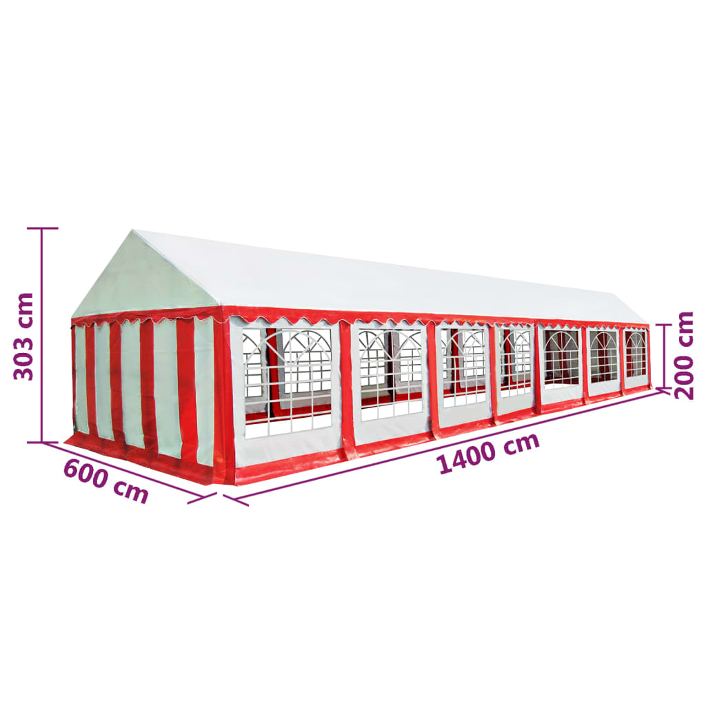 Tessuto per Tendone 6x14 m Rosso e Bianco