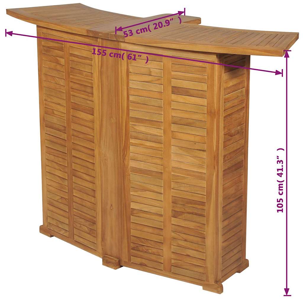 Tavolo da Bar Pieghevole 155x53x105 cm in Massello di Teak