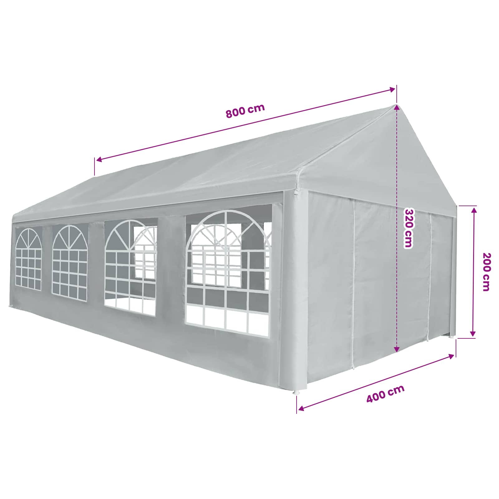 Tessuto per tenda senza struttura 8 x 4 m Grigio PE