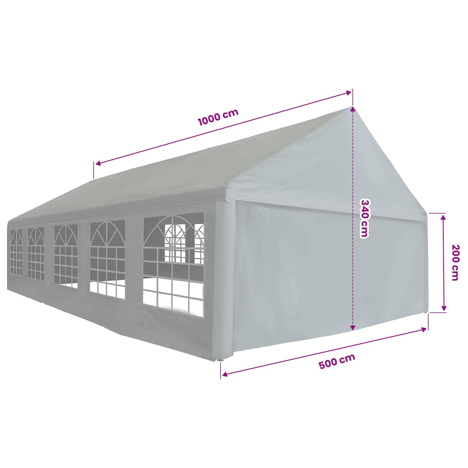 Tessuto per tenda senza struttura Grigio 10 x 5 m PE