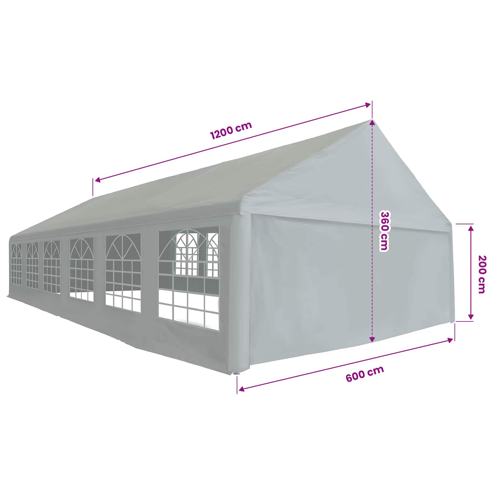 Tessuto per tenda senza struttura 12 x 6 m Grigio PE