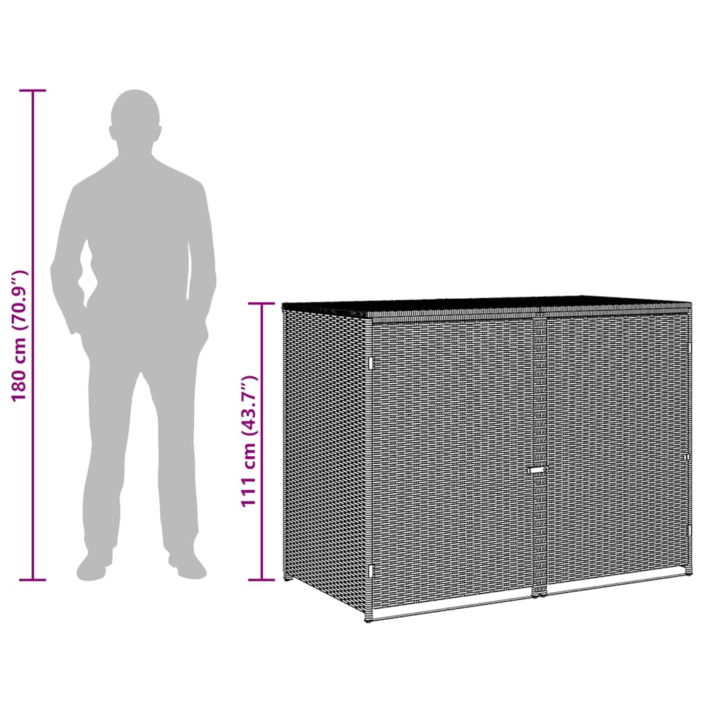 Copribidone Doppio per Spazzatura Polyrattan Nero 148x80x111 cm