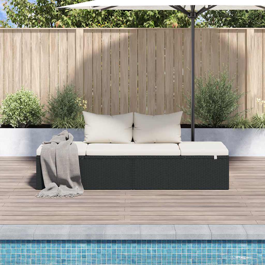 Lettino da Giardino Nero 195x60 cm in Polyrattan