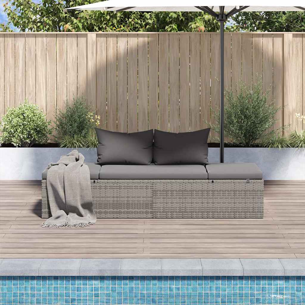 Lettino da Giardino Grigio 195x60 cm in Polyrattan