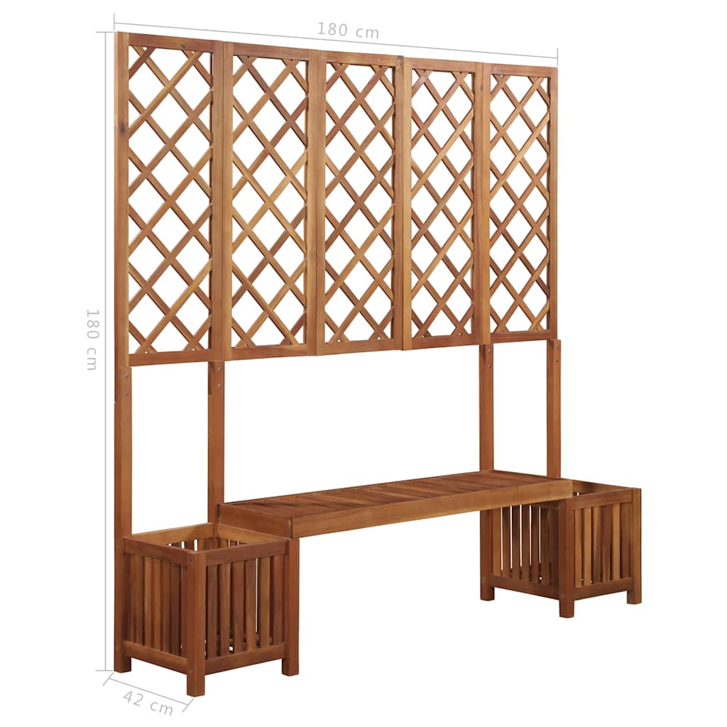 Fioriera da Giardino con Panca e Graticcio in Legno di Acacia