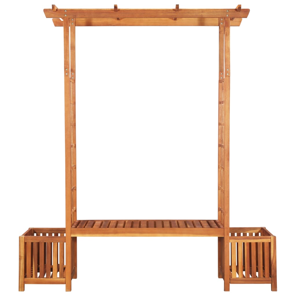 Pergola da Giardino con Panca e Fioriera in Massello di Acacia