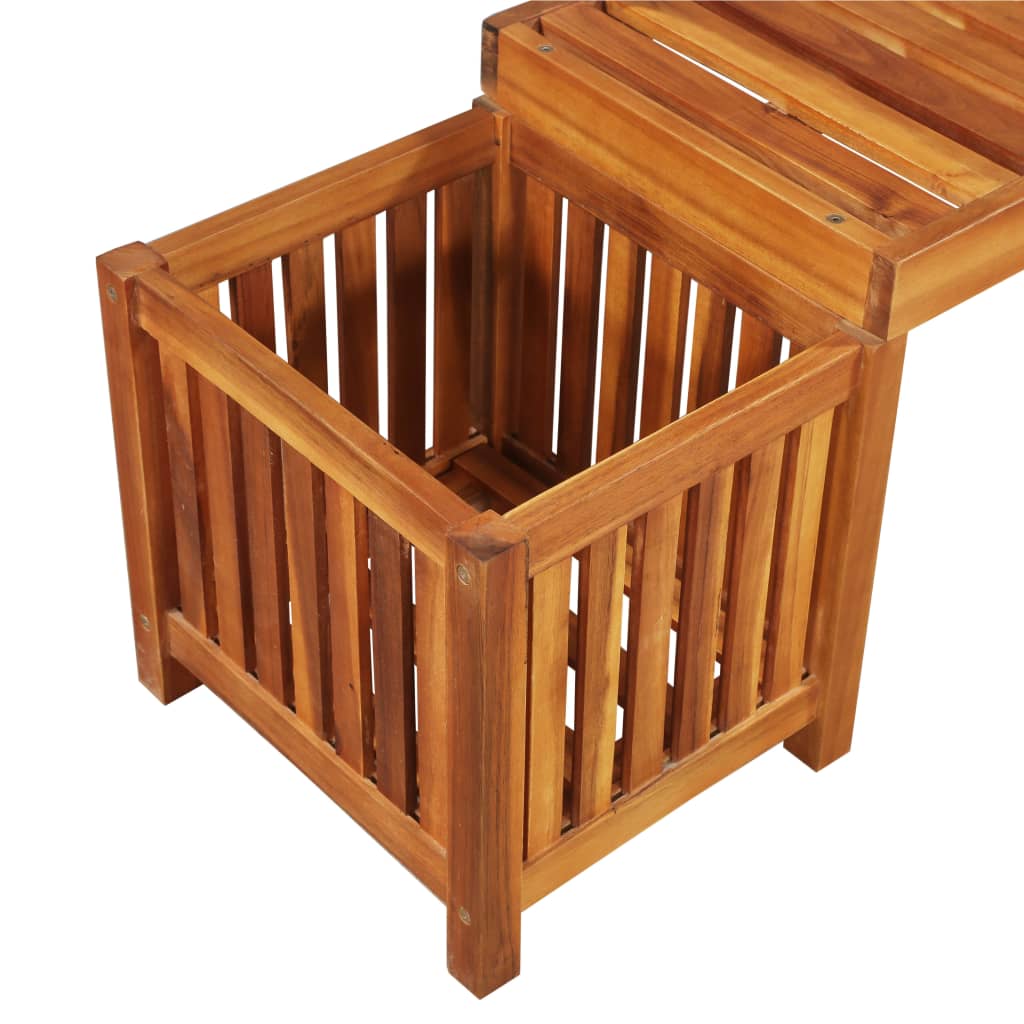 Panca da Giardino e Fioriere in Massello di Acacia 180x40x44 cm