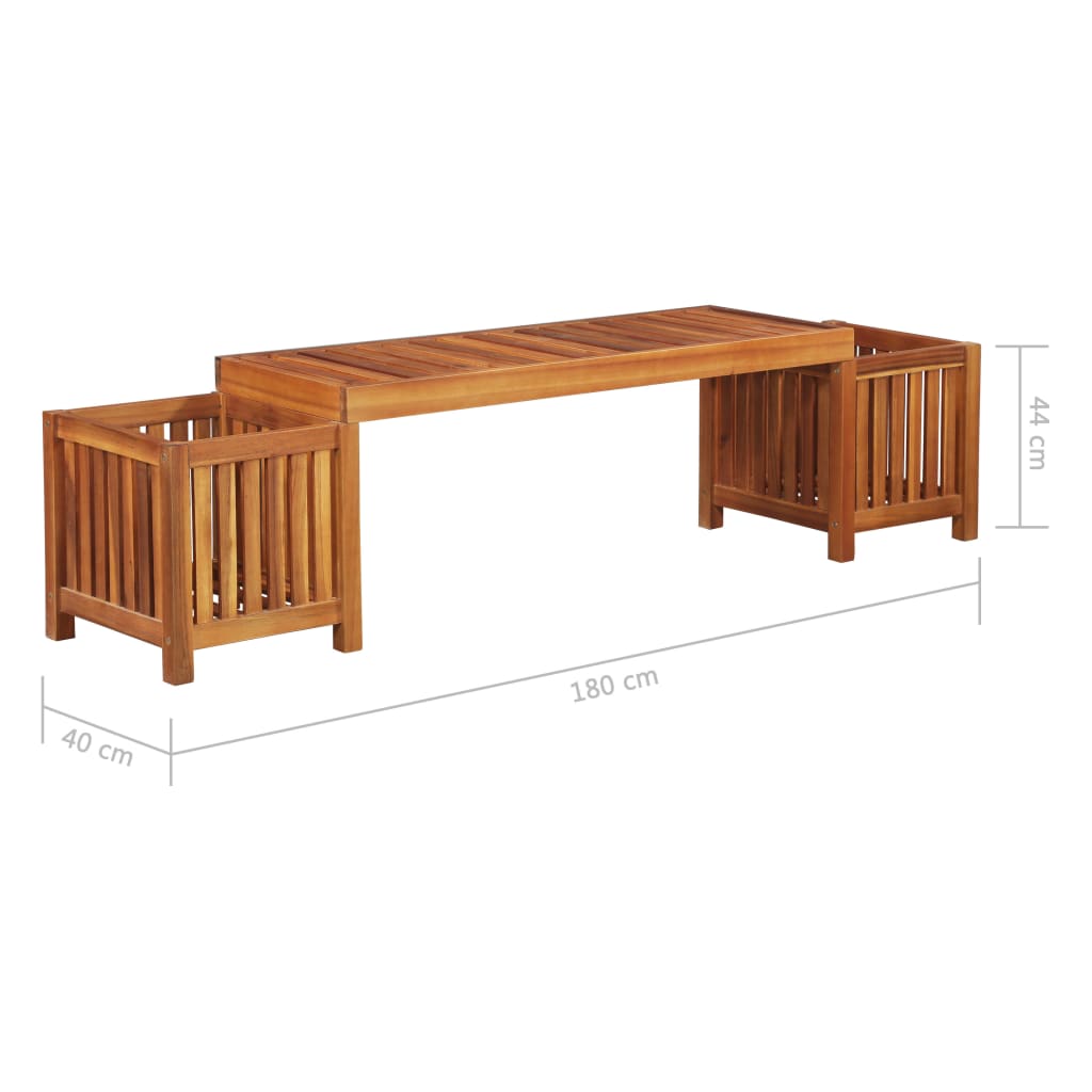 Panca da Giardino e Fioriere in Massello di Acacia 180x40x44 cm