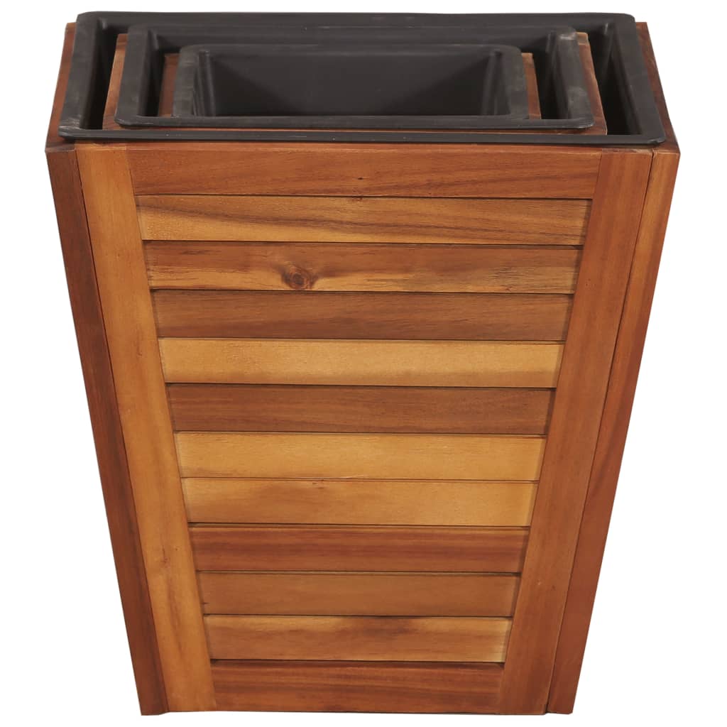 Set Letti Rialzati da Giardino 3 pz Quadrati in Legno Acacia