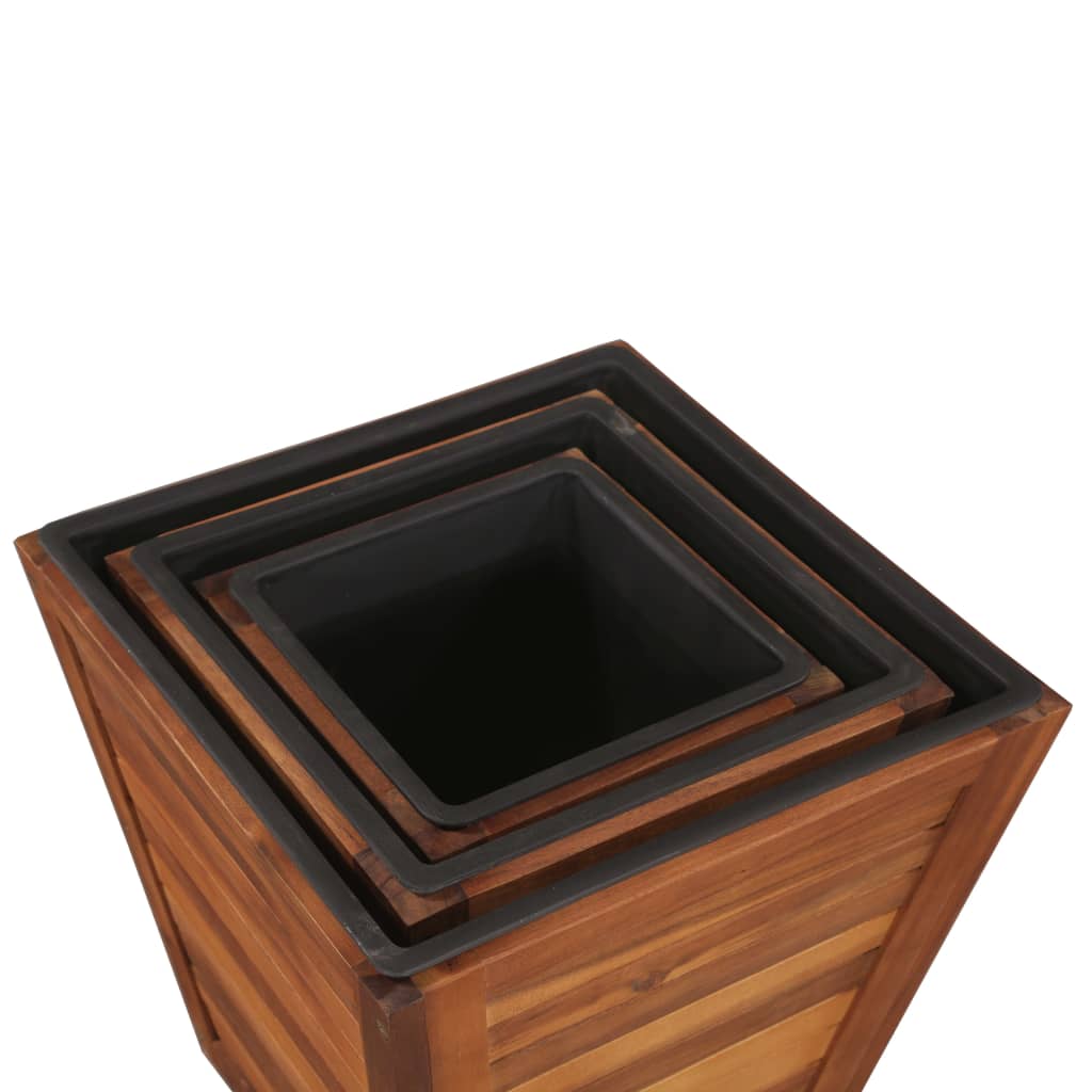 Set Letti Rialzati da Giardino 3 pz Quadrati in Legno Acacia