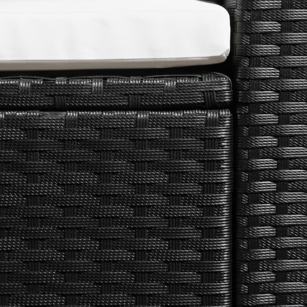 Divano da Giardino a 3 Posti Nero in Polyrattan Cuscini Bianchi