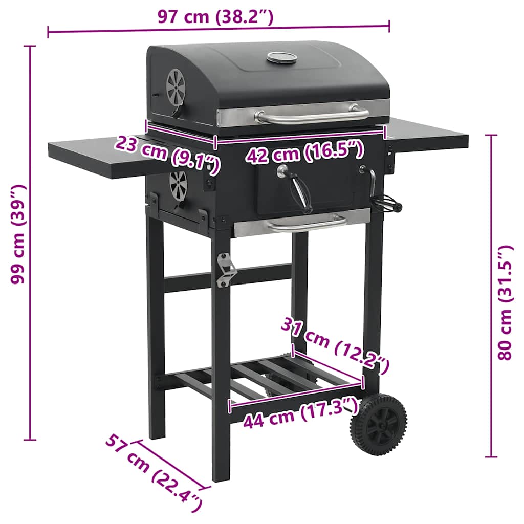 Barbecue a Carbonella con Ripiano Inferiore Nero