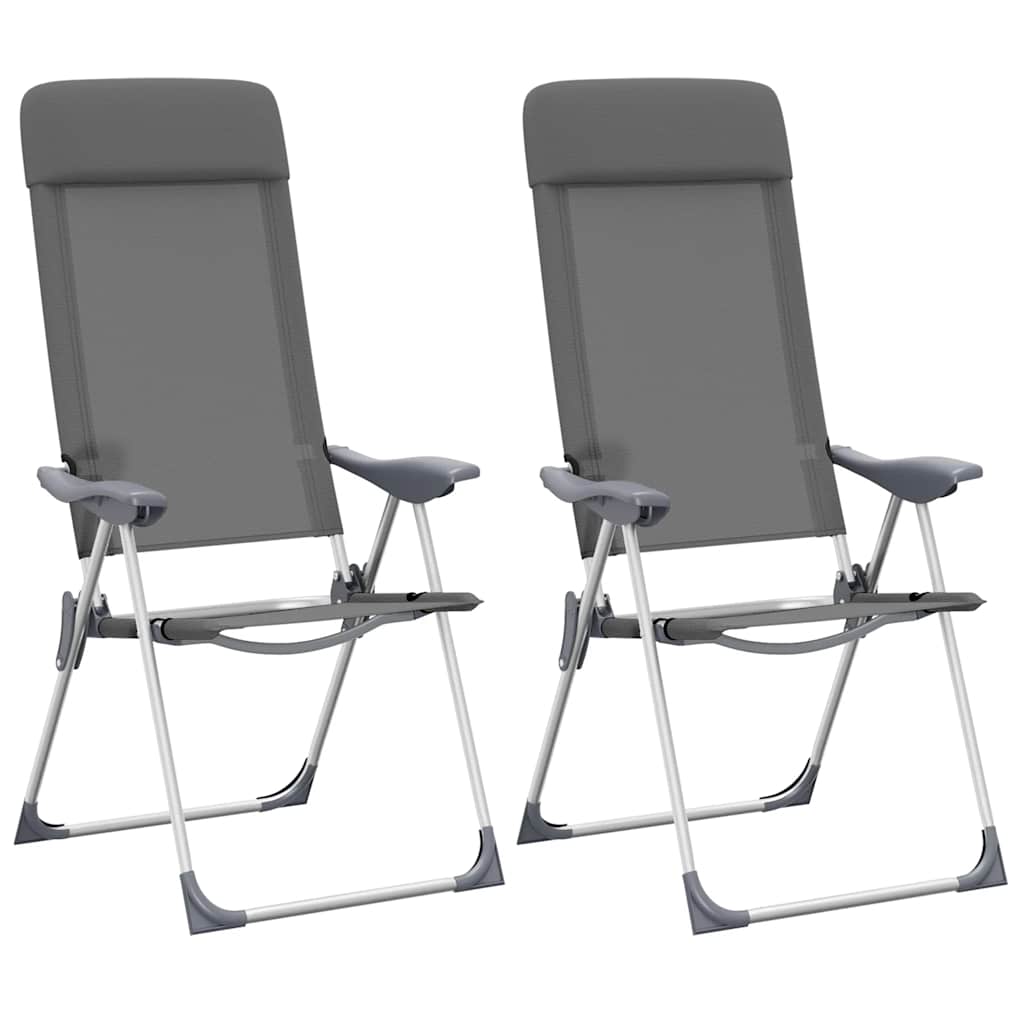 Sedie Pieghevoli da Campeggio 2 pz Grigio in Alluminio