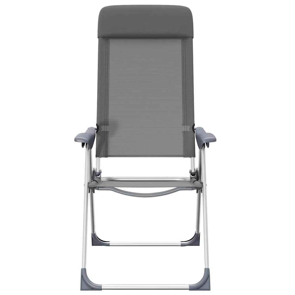 Sedie Pieghevoli da Campeggio 2 pz Grigio in Alluminio