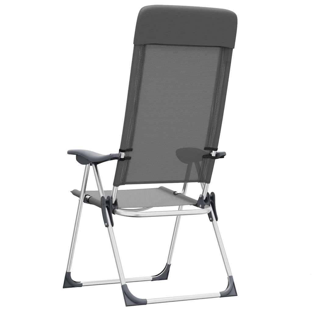 Sedie Pieghevoli da Campeggio 2 pz Grigio in Alluminio