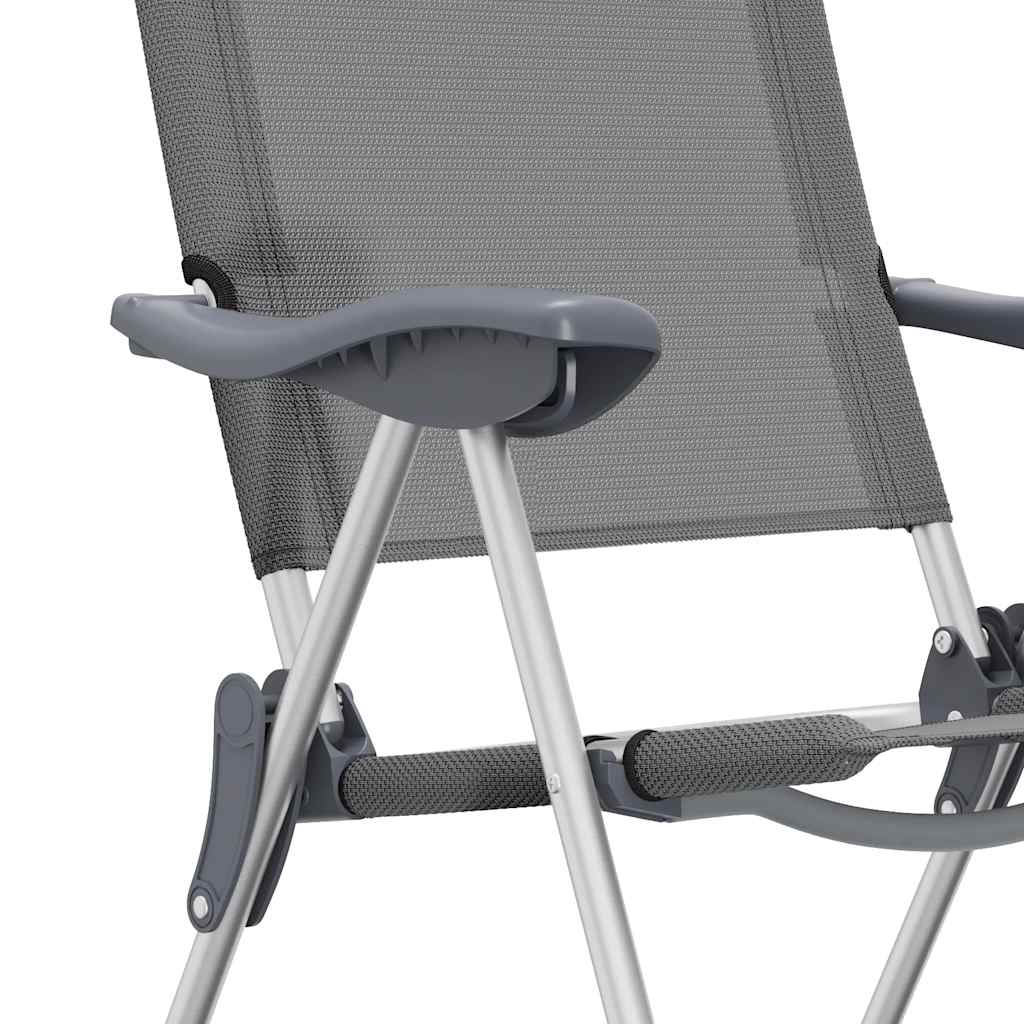 Sedie Pieghevoli da Campeggio 2 pz Grigio in Alluminio