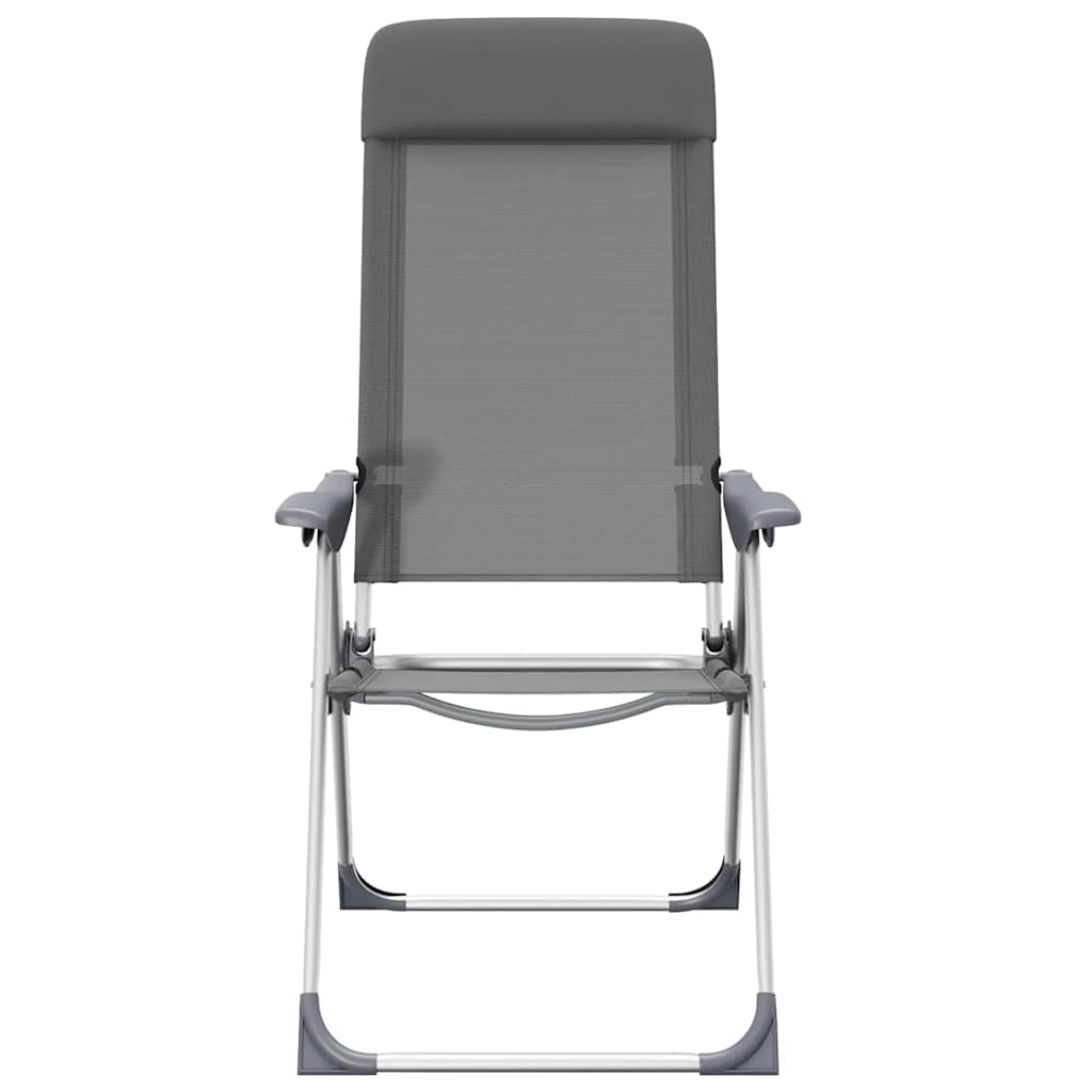 Sedie Pieghevoli da Campeggio 4 pz Grigio in Alluminio