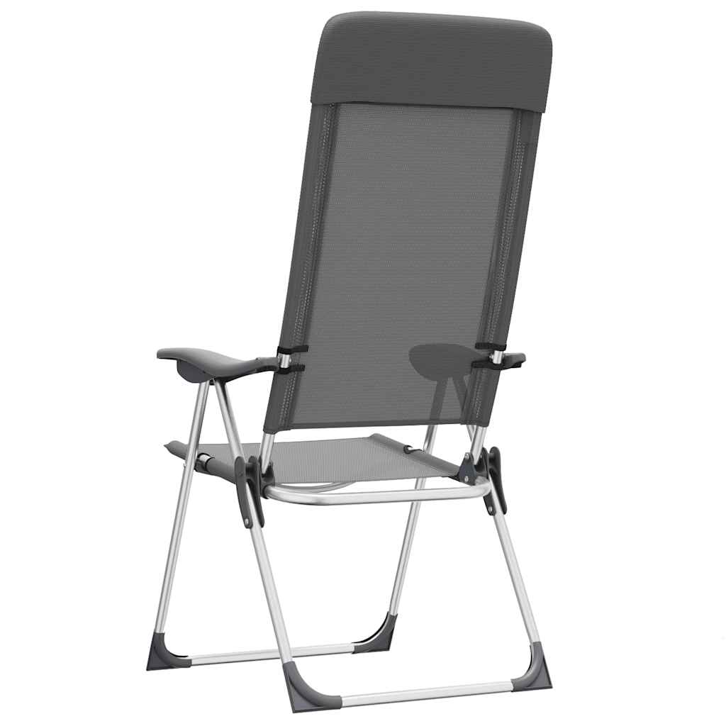 Sedie Pieghevoli da Campeggio 4 pz Grigio in Alluminio
