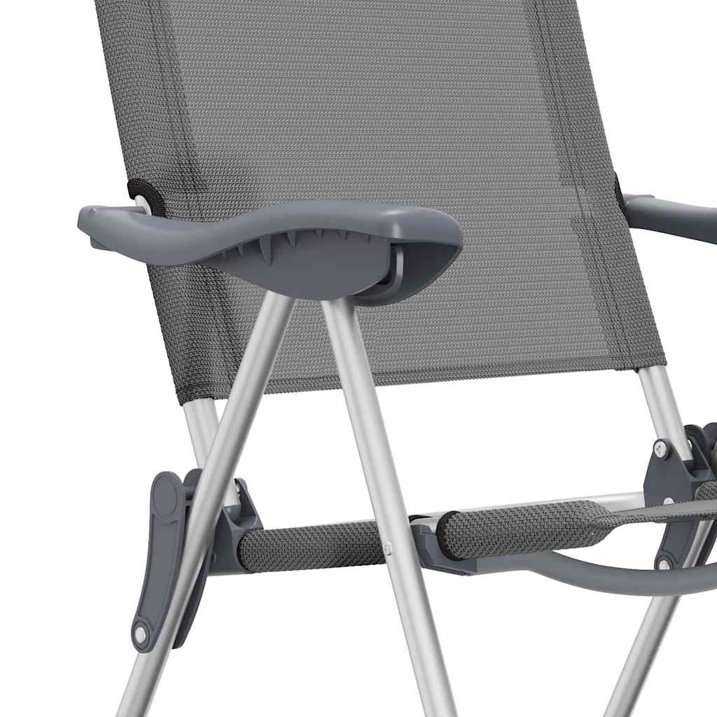 Sedie Pieghevoli da Campeggio 4 pz Grigio in Alluminio