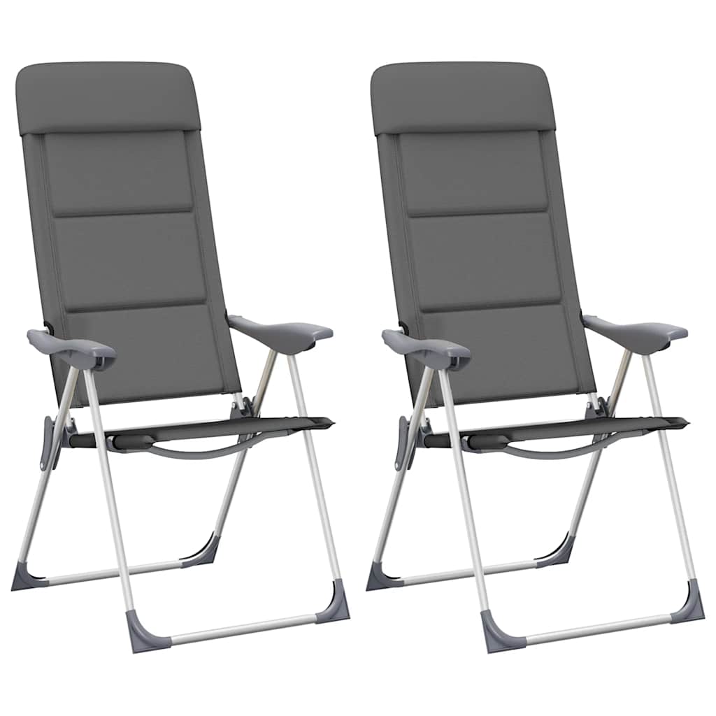 Sedie da Campeggio 2 pz in Alluminio Grigio 58x69x111 cm