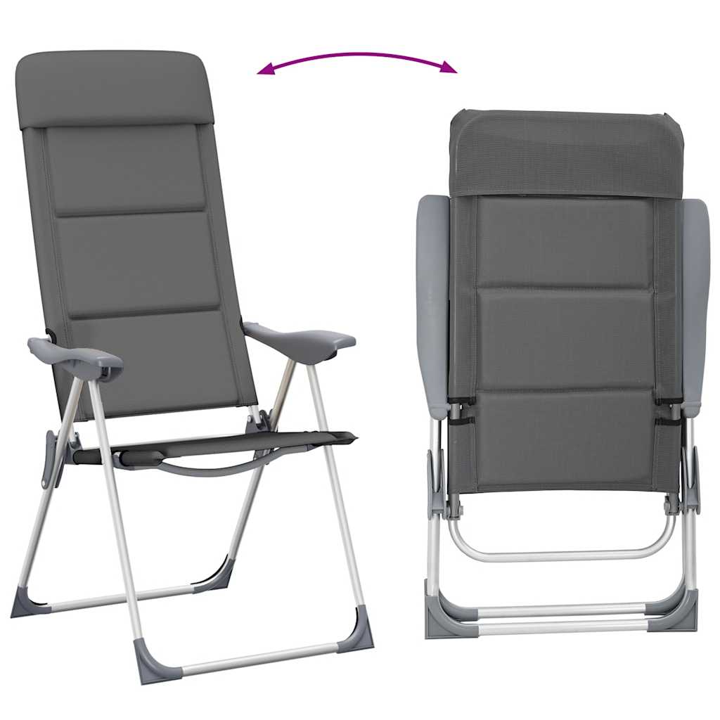 Sedie da Campeggio 2 pz in Alluminio Grigio 58x69x111 cm
