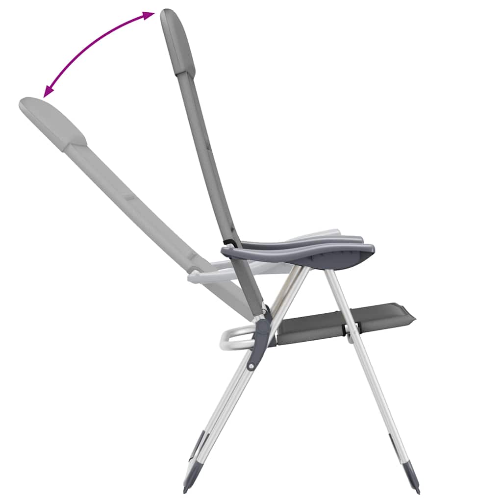 Sedie da Campeggio 2 pz in Alluminio Grigio 58x69x111 cm