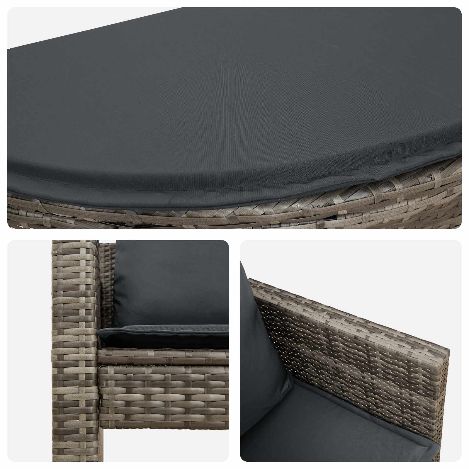 Divano da Giardino 2 Posti Cuscini Ombrellone Grigio Rattan PE