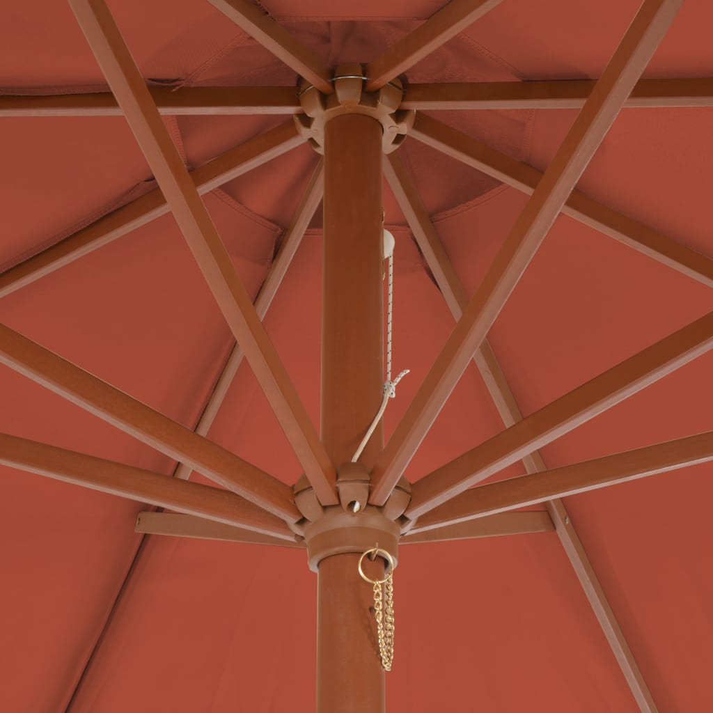 Ombrellone da Esterni con Palo in Legno 300 cm Terracotta