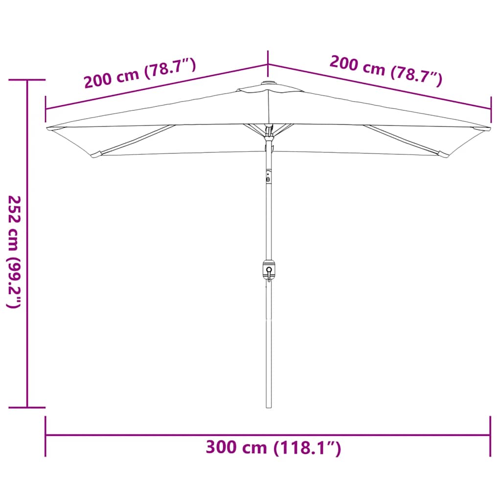 Ombrellone con Palo in Metallo 300x200 cm Antracite