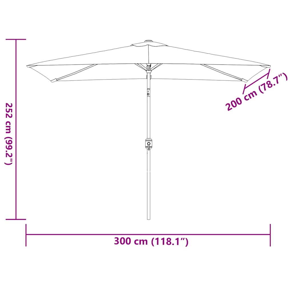 Ombrellone con Palo in Metallo 300x200 cm Bordò