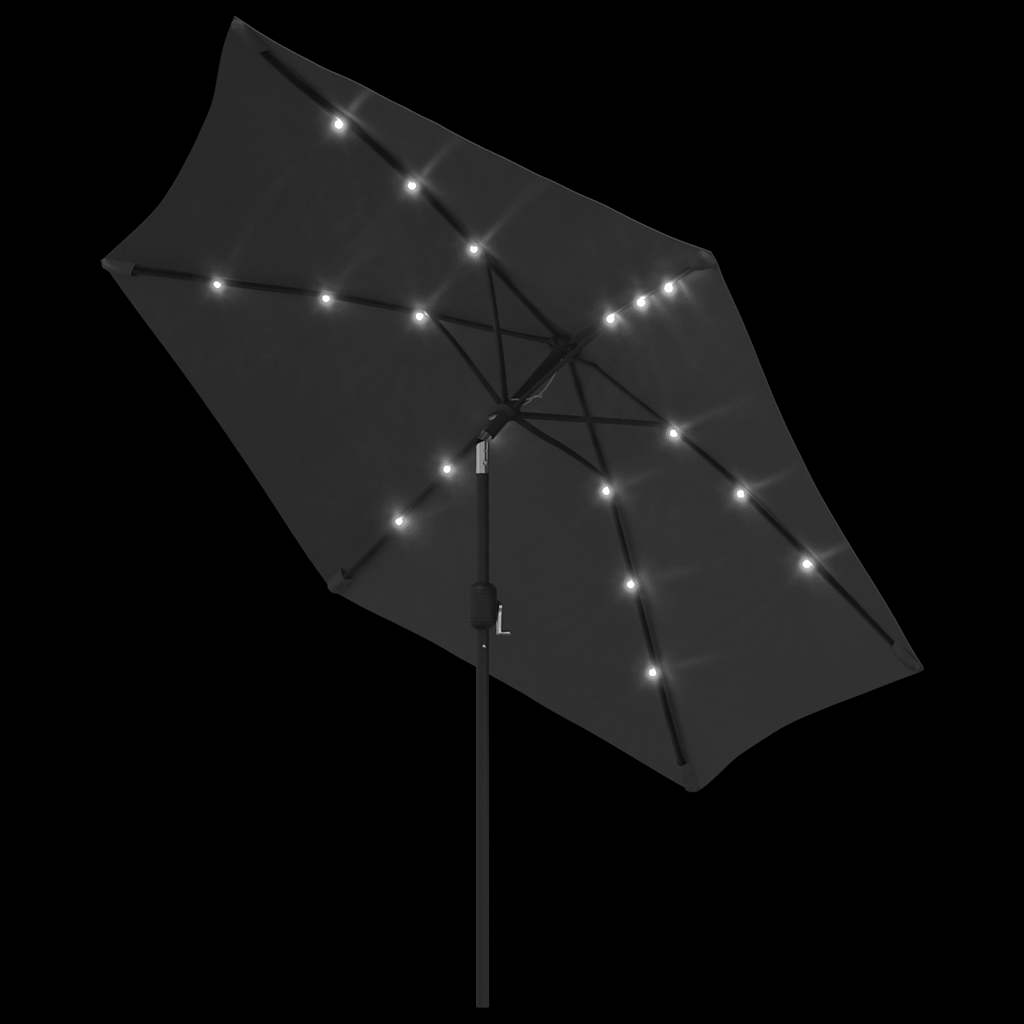 Ombrellone da Esterni con LED e Palo in Acciaio 300cm Antracite