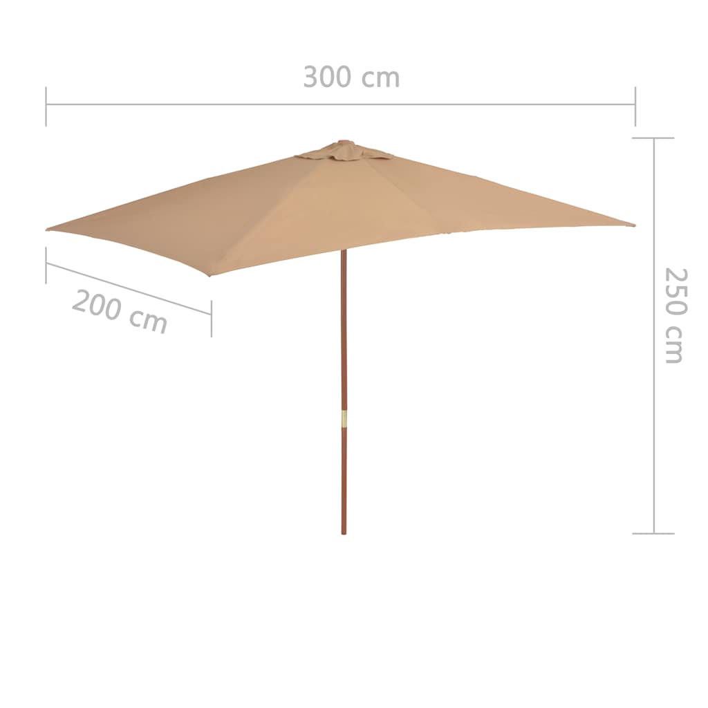Ombrellone da Esterni con Palo in Legno 200x300 cm Tortora