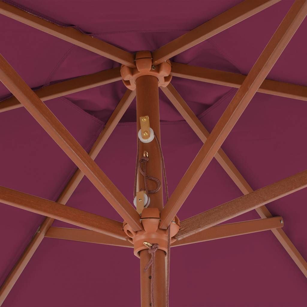Ombrellone da Esterni con Palo in Legno 270 cm Rosso Bordeaux