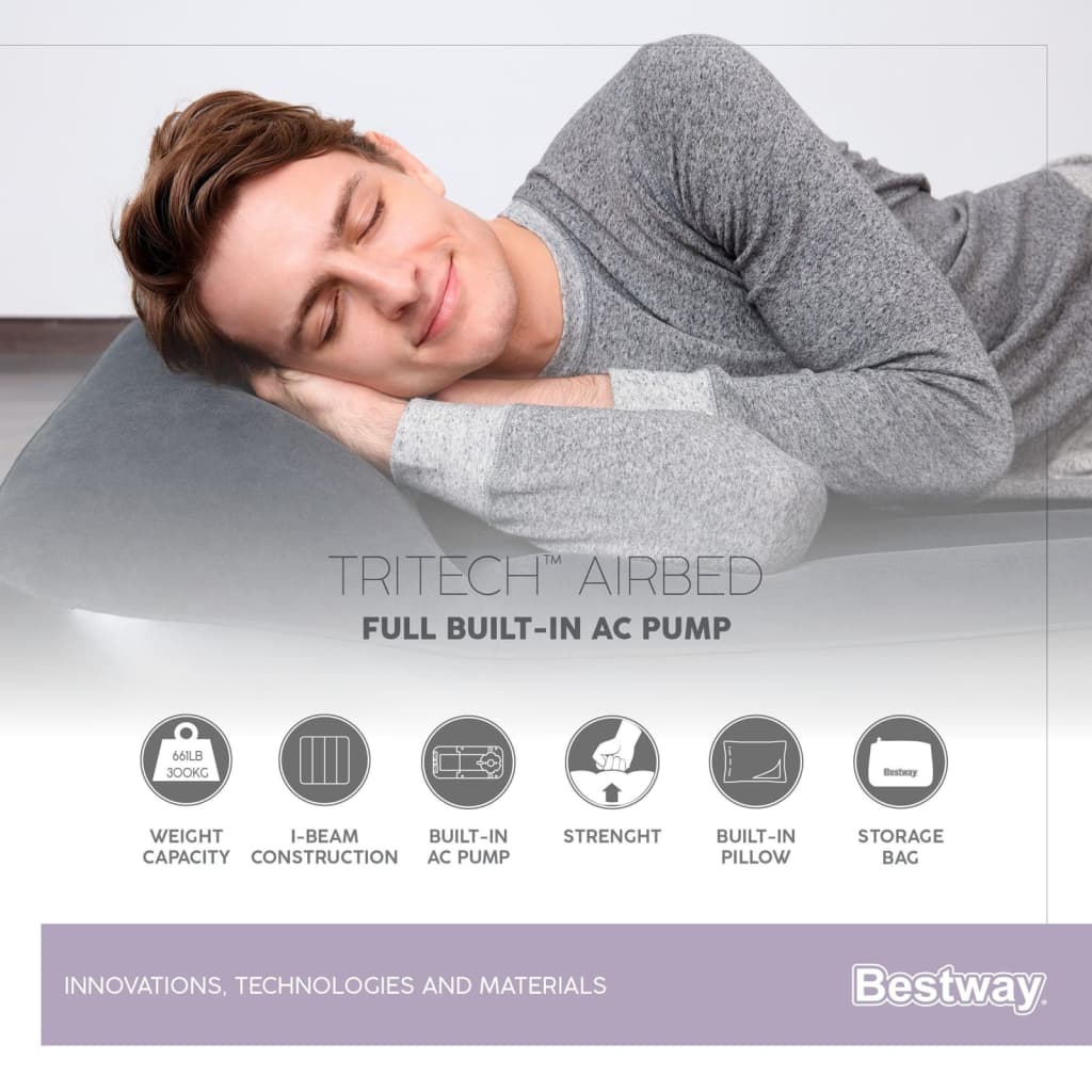 Bestway Letto ad Aria Aeroluxe 2 Persone con Pompa Integrata Nero