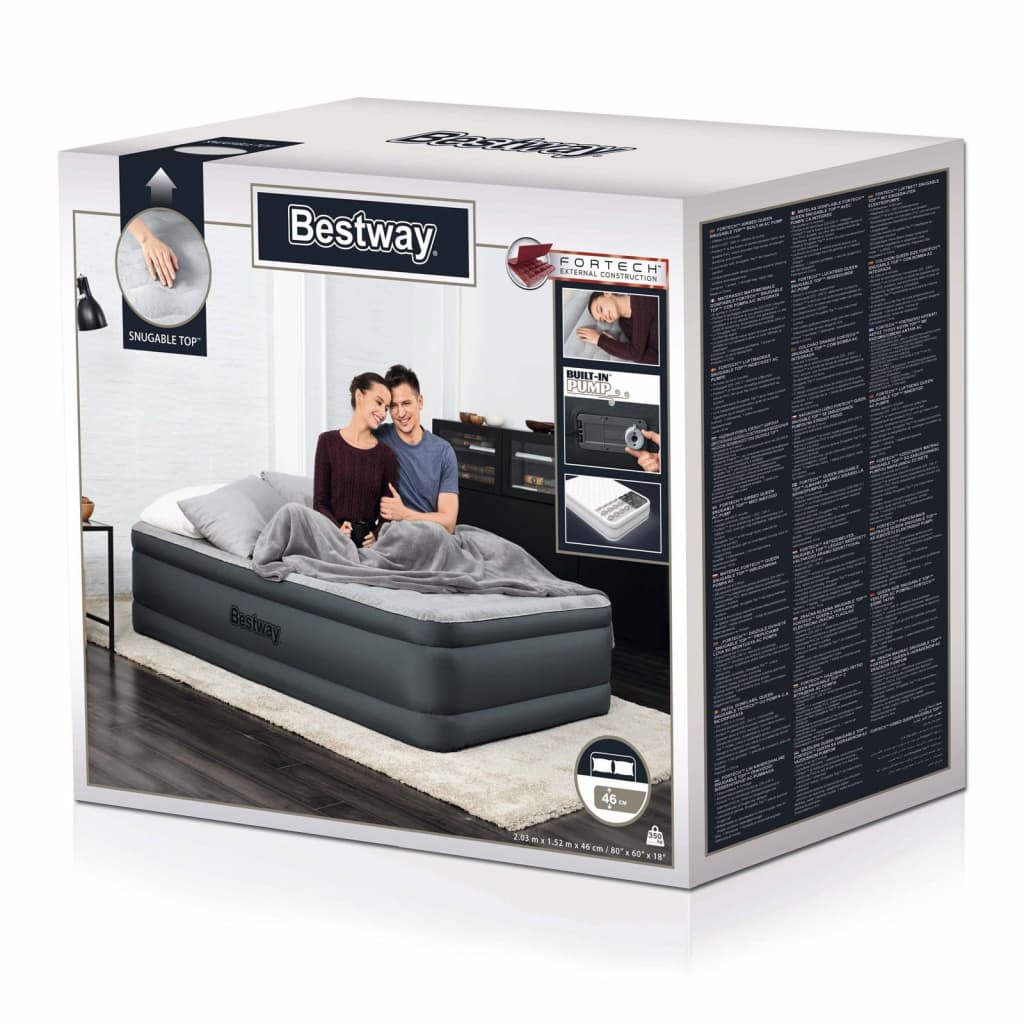 Bestway Letto Aria Fortech 2Persone 203x152x46 Antracite Grigio Chiaro