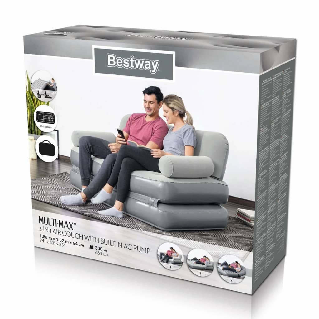 Bestway Divano Gonfiabile 3-in-1 in PVC Grigio