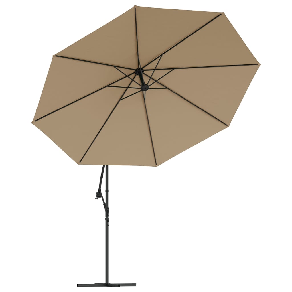 Ombrellone a Sbalzo con LED e Palo in Metallo 350 cm Tortora